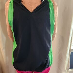 New York & Company Green and Black Tank Top Athletic Style